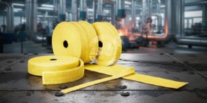 FA 43® Asalit: fita de aramida antichamas, livre de amianto, ideal para isolamento térmico em ambientes industriais severos.
