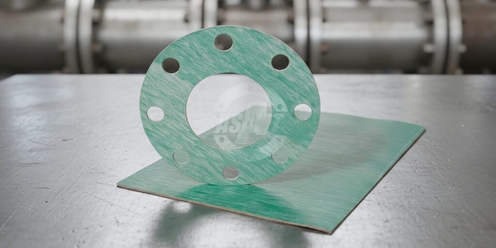 Junta de papelão hidráulico PH 400®: resistência até 400°C, 110 bar e alta retenção de torque.