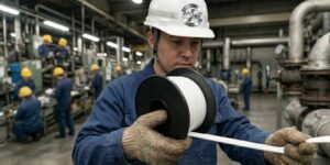 Fita para vedação industrial de PTFE: ideal para altas temperaturas, pressão e químicos agressivos.