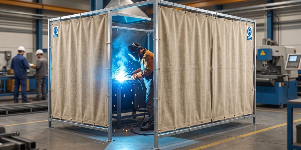 Descubra como montar cabines de solda eficientes usando cortinas de proteção, exaustão localizada e materiais resistentes a altas temperaturas.